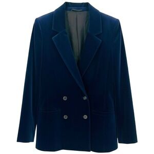 COS Blue Velvet Double Breasted Blazer Jacket Womens Size 2